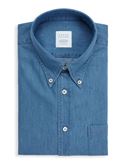 Camicia Collo button down Tinta Unita Indaco Blue jeans