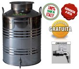 Fusto in acciaio inox per la conservazione di olio o vino - litri 15