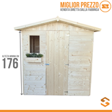 Casetta mis 202 x 154 cm in legno - Pavimento : Si (+€ 74,00)- Impermeabilizzazione : Ardesia Verde (+€ 35,00)- kit Finestra : Finestra + Fioriera ( € 30,00)