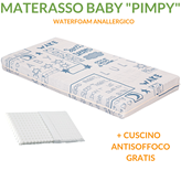 EverGreenWeb Materasso Lettino o Culla per Bambini alto 12 cm colore Blu + Cuscino Antisoffoco su misura Gratis con Fodera in Cotone Naturale, Rivestimento Sfoderabile con Zip e Lavabile in lavatrice -  Pimpy