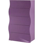 Tecnos Arredamento Cassettiera mobile 5 cassetti 52-60x40xh102 cm ONDA in melaminico laccato Lilla Lucido