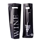 Shopper Plastica Wine con Stampa Fronte Retro Nero cm16+10x38