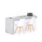 Scrivania Evolution 180x60, Grigio Cemento con Una Gamba e Caricatore Wireless