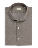 Camicia Collo francese Tinta Unita Twill Marrone