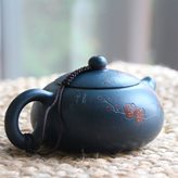 Blue clay teapot decorated 200ml