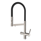 Shurity 390 Rubinetto da cucina con Doccetta in gomma senza metalli pesanti 3 vie 3/8” Nickel/Nero