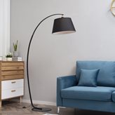 Lampada da Terra ad Arco con Paralume in Tessuto e Piantana Rotonda, Attacco E27, 100x43x177cm - Grigio Scuro