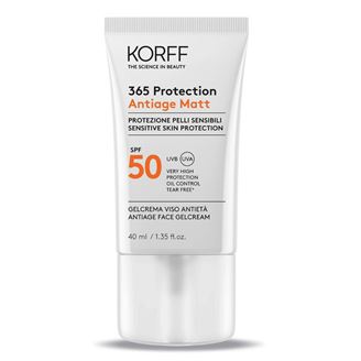 Korff Sun 365 Protection Antiage Matt Gel Crema Viso Mattificante Spf50+ Protezione Solare Molto Alta 40ml