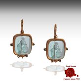 Dangle Rectangular Murano Glass Intaglio Earrings