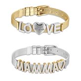 Bracciale Componibile Personalizzato Luca Barra - Colore Bracciale : Oro, Charms Colore Acciaio : 4, Charms Colore Oro : Nessuno-Scrivi qui i charms che desideri: A X E L