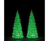 Lemax crystal lighted tree, 3 color changeable, medium, set of 2, b/o (4.5v)