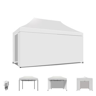 Frankystar Taman 3X4,5 - Gazebo Da Giardino Pieghevole Con Tende Laterali E Zanzariera-Bianco