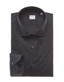 Camicia Collo francese piccolo Tinta Unita Tela Nero