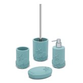 Set accessori bagno 4 pezzi da appoggio in resina acquamarina | Coral