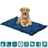 Evergreenweb Letto per Cani alto 8 cm Lavabile Materasso Multiuso per Animali Domestici Cuscino Ortopedico in Waterfoam Cuccia Tappeto Sofa Imbottitura 100% Fiocco Effetto Piuma Tessuto Blu