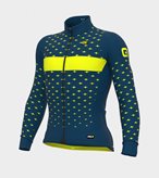 Maglia invernale ciclismo ALE' PR-R STARS petrolio-giallo fluo 2022 - Taglia : L