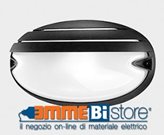 Plafoniera Nera con griglia E27 IP55 a soffitto e parete Prisma CHIP OVALE 25 GRILL