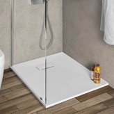 Piatto doccia 70x80 cm bianco effetto pietra in resina riducibile Agorà