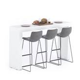 Tavolo Alto Evolution 180x40, Bianco Frassino con Due Gambe