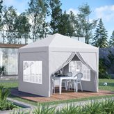 Gazebo 3x3 m Pieghevole e Impermeabile con Pannelli Laterali, in Acciaio e tessuto Oxford, Bianco