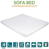 EverGreenWeb Materasso per Divano Letto Alto 10 cm, Pieghevole e in Poliuretano, Ortopedico con Rivestimento Bianco ANALLERGICO e Laccetti di Fissaggio | SOFA BED