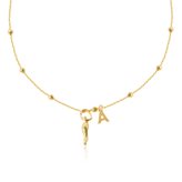 Collana Gold Con Corno e Lettera In Argento 925 Prestigio Gioielli - C