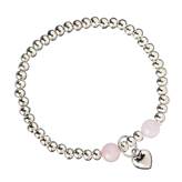 Bracciale Elastico Quarzo Rosa due sfere con Cuore