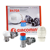 Kit valvola e detentore Giacomini per radiatore 3/8x16 squadro R470AX002