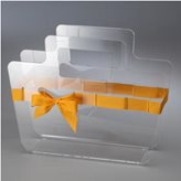 Vesta Portariviste in plexiglass trasparente con maniglie Bow Mag 38x10xh30 cm nastro in raso giallo arancio