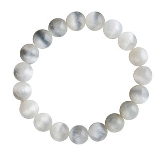 Bracciale di Selenite, elastico, sfere 10 mm