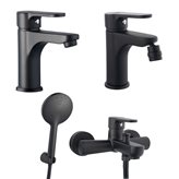 Set rubinetteria nero opaco completa per lavabo bidet e vasca serie Paco