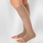 Medi - Mediven Mondi Trama Piatta - Calze compressive medicali classe 2, punta aperta - AD Gambaletto con autoreggente (paio) - Colore : Beige, Taglia : V, Versione : Lungo