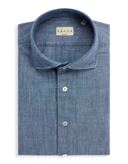 Camicia Collo francese Tinta Unita Indaco Blue jeans