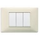 Placca Vimar Plana 3 moduli beige in tecnopolimero codice 14653.03