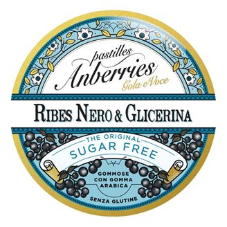 Pastiglie Gola Senza Zucchero Ribes Nero &amp; Glicerina Anberries 55 g