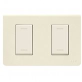 Placca in tecnopolimero Blanc 45 per scatola rettangolare colore Bianco Blanc (RAL 1013) - 2 moduli