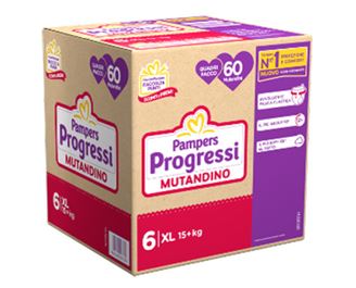 Mutandino Tg.6 XL Pampers Progressi Quadri 60 Pezzi