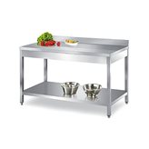 Tavolo inox Basic con ripiano inferiore e alzatina - 160x60x85 cm