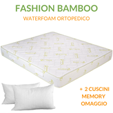 EverGreenWeb Materasso Fibra BAMBOO e Waterfoam Ortopedico Alto 20 cm con Cuscini Memory Foam GRATIS, Tessuto Antiacaro Effetto MASSAGGIANTE, per Tutti Letti e Reti OFFERTA