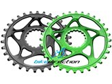 Monocorona integrata AbsoluteBlack per Cannondale Hollowgram 28, 30, 32, 34 denti nera e verde acido