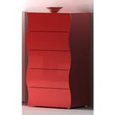 Tecnos Arredamento Cassettiera mobile 5 cassetti 52-60x40xh102 cm ONDA in melaminico laccato Rosso Lucido