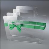 Vesta Portariviste in plexiglass trasparente con maniglie Bow Mag 38x10xh30 cm nastro in raso verde