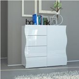 Tecnos Arredamento Mobile Onda 4 cassetti 1 Anta 90x40xh81,2 cm Bianco Laccato Lucido