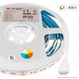 V-Tac VT-5050-60 Striscia LED Flessibile 120W SMD Changing Color RGB+W 3in1 60 LED/metro 24V - Bobina da 5 metri - SKU 2895