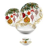 Servizio di Piatti+Caffè Per 12 Persone 48 pz. "Xmas Gift" Fade Maison