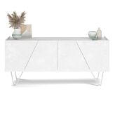 Madia-Buffet 4 ante Emma con gambe bianche, Cemento Bianco