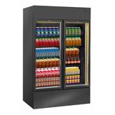 Frigo per bibite 1050L nero – 2 porte vetro – spazio pubblicitario