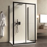 Box doccia 3 lati porta scorrevole profili neri AGATA BLACK (Seleziona Misura: 70x120x70)