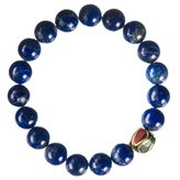 Bracciale Lapislazzuli Grado A con elemento tibetano, elastico, sfere 10mm