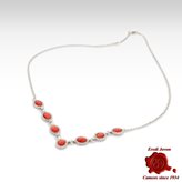 Red Coral Necklace with Zirconia